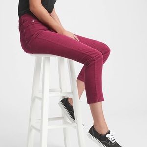 Gap High rise cigarette cords secret smoothing pockets kidney bean purple sz 28